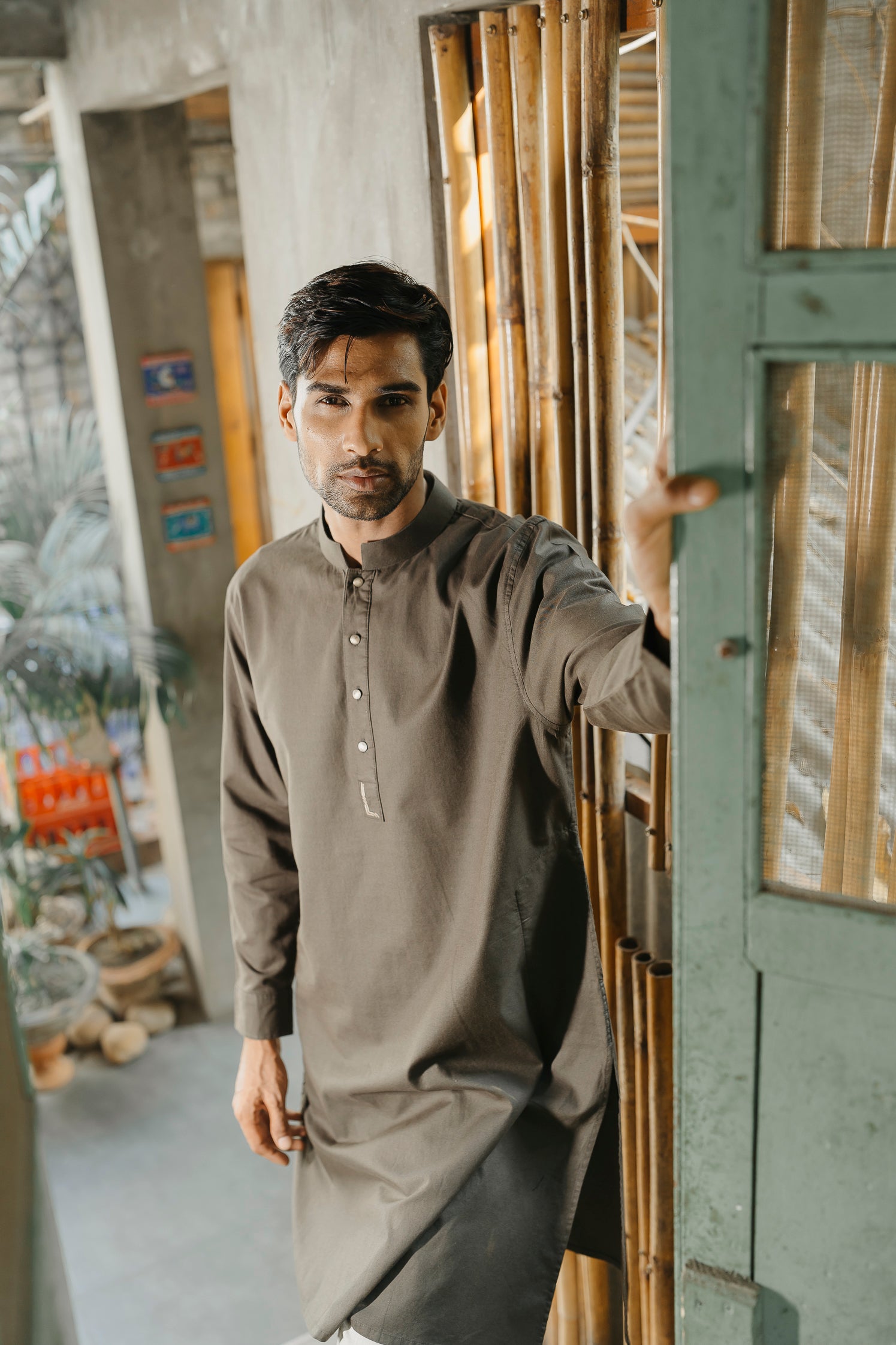 PRE ORDER- Yazeed - Dark Green Minimal-Embroidery Panjabi