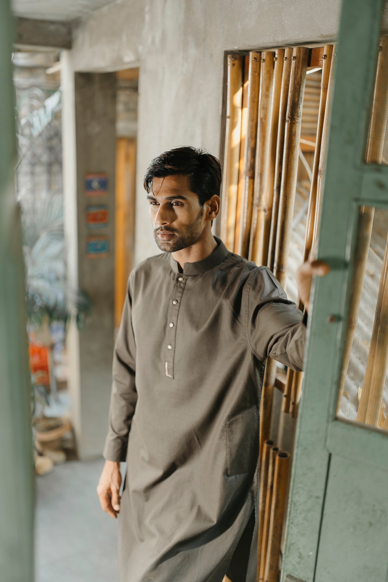 PRE ORDER- Yazeed - Dark Green Minimal-Embroidery Panjabi