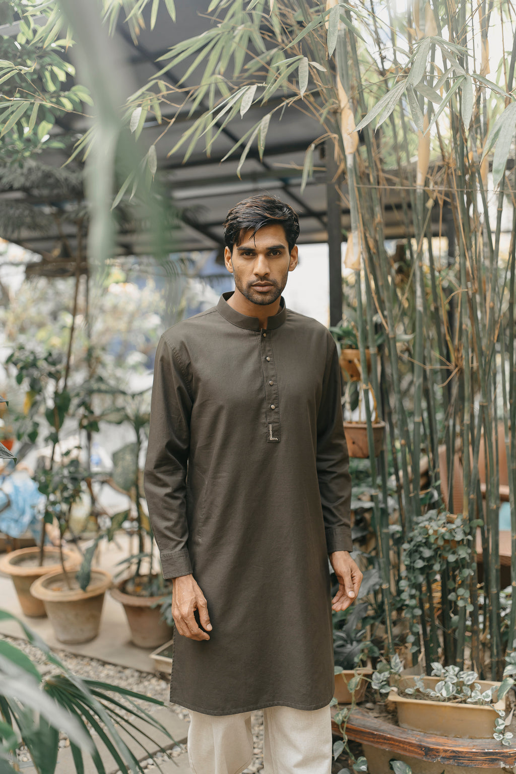 PRE ORDER- Yazeed - Dark Green Minimal-Embroidery Panjabi