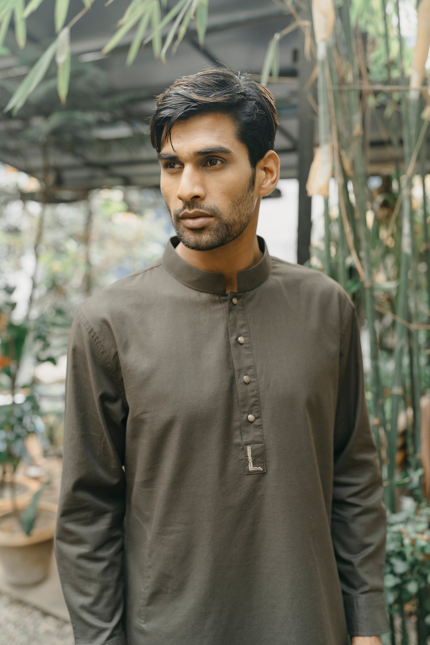 PRE ORDER- Yazeed - Dark Green Minimal-Embroidery Panjabi