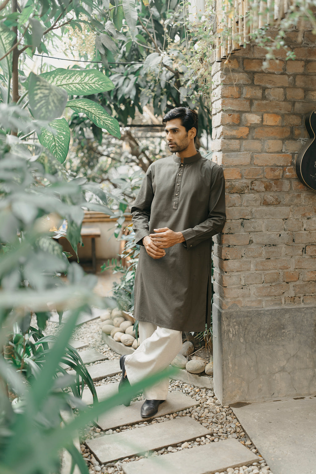 PRE ORDER- Yazeed - Dark Green Minimal-Embroidery Panjabi