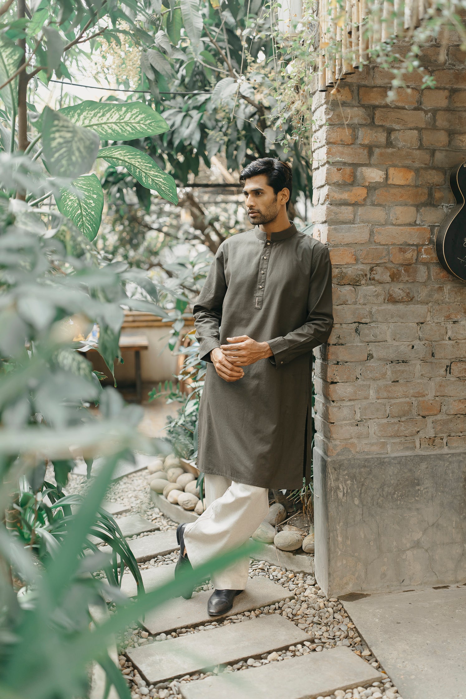 PRE ORDER- Yazeed - Dark Green Minimal-Embroidery Panjabi