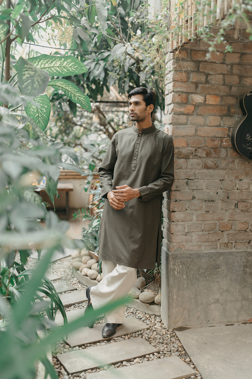 PRE ORDER- Yazeed - Dark Green Minimal-Embroidery Panjabi