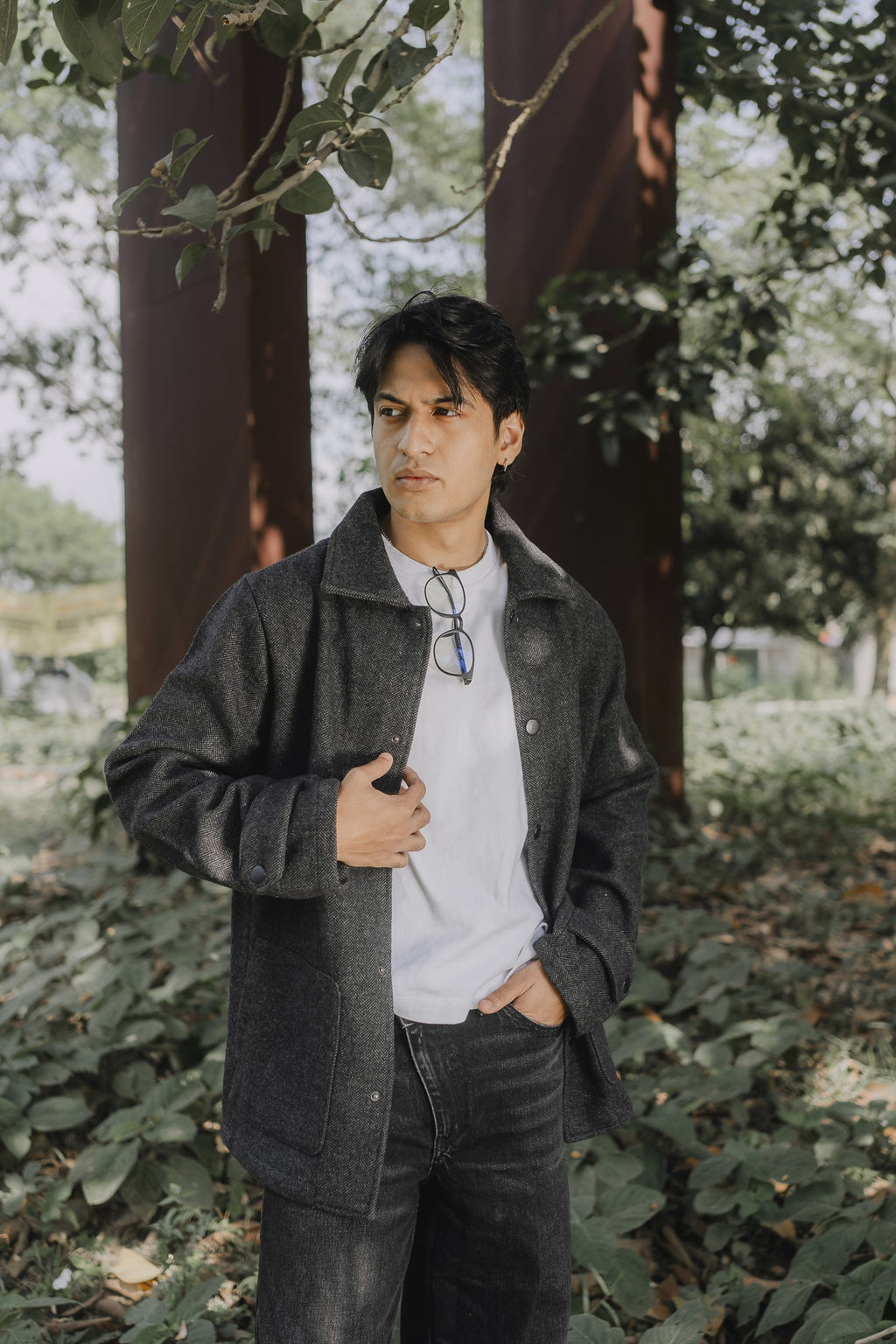 Kieran Coat Deluxe for Men - Dark Grey Herringbone