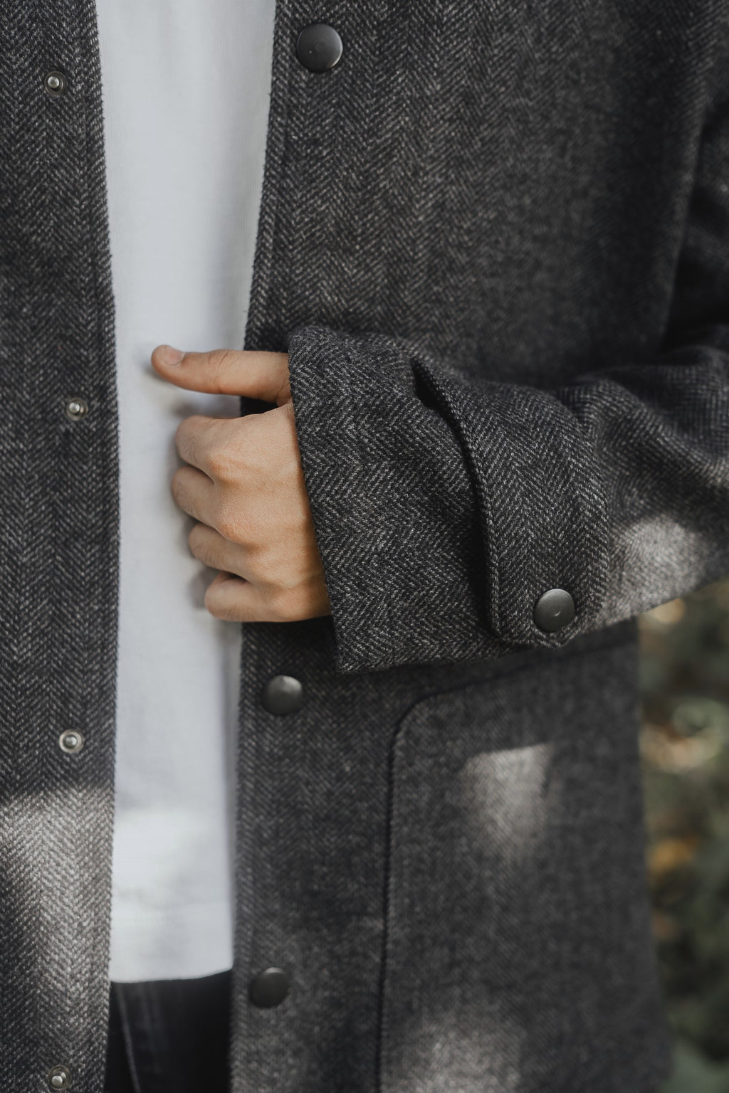 Kieran Coat Deluxe - Dark Grey Herringbone - Unisex