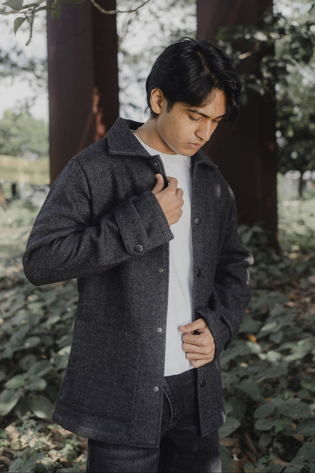 Kieran Coat Deluxe for Men - Dark Grey Herringbone