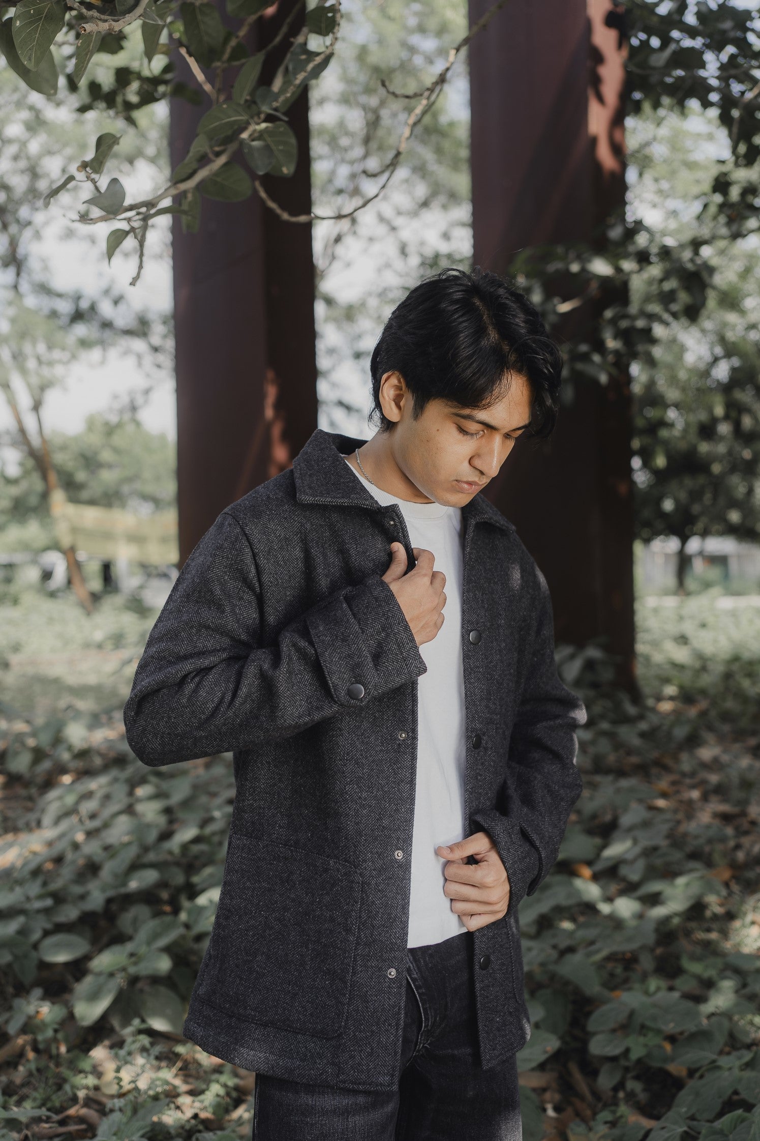 Kieran Coat Deluxe - Dark Grey Herringbone - Unisex