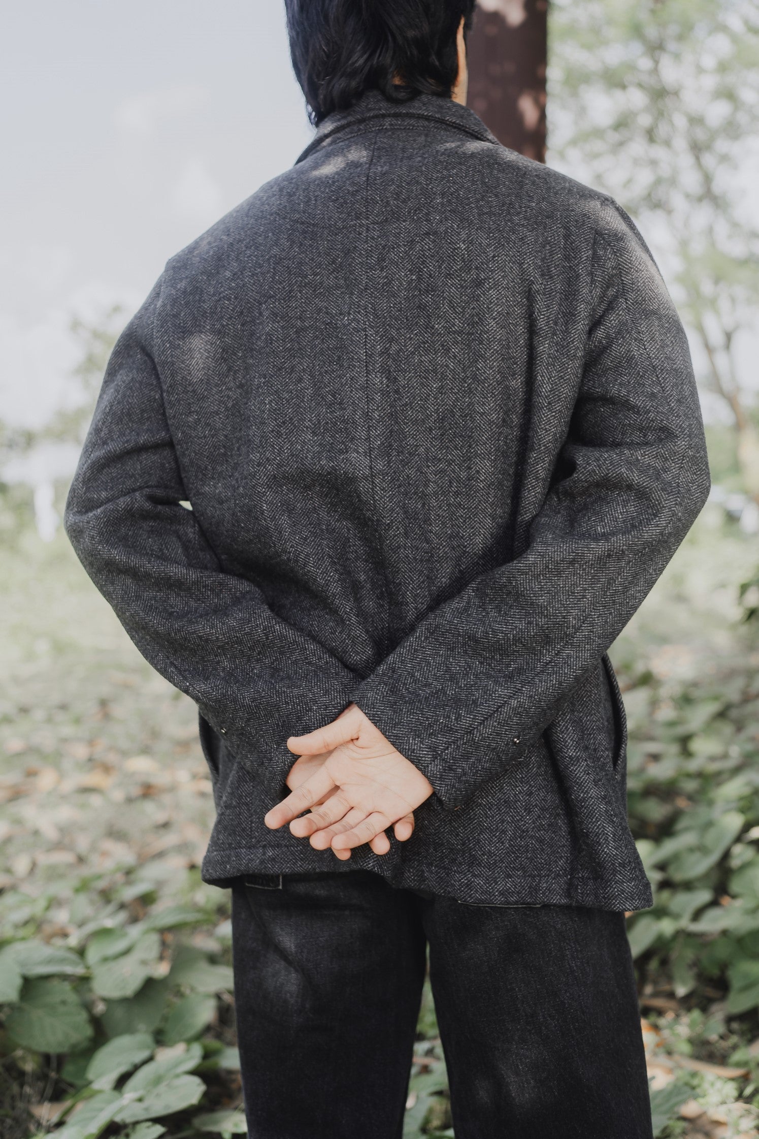 Kieran Coat Deluxe for Men - Dark Grey Herringbone