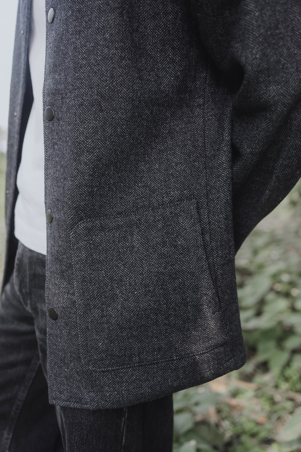 Kieran Coat Deluxe for Men - Dark Grey Herringbone