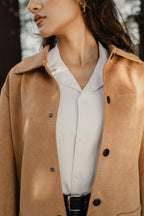 Lightweight Suede Leather Kieran Coat Deluxe - Tan Beige - Unisex