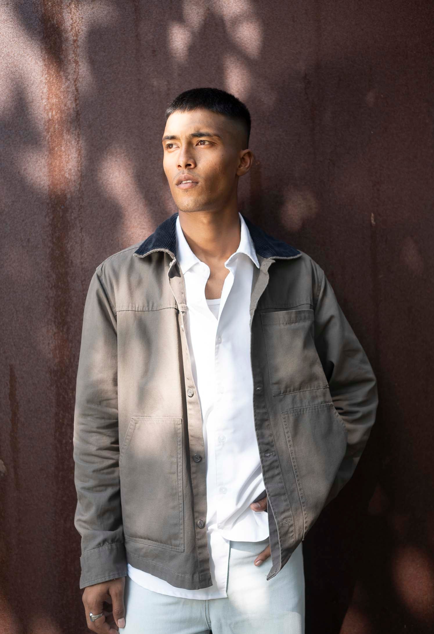 Chore Utility Jacket for Men - Charcoal Body with Black Contrast Collar