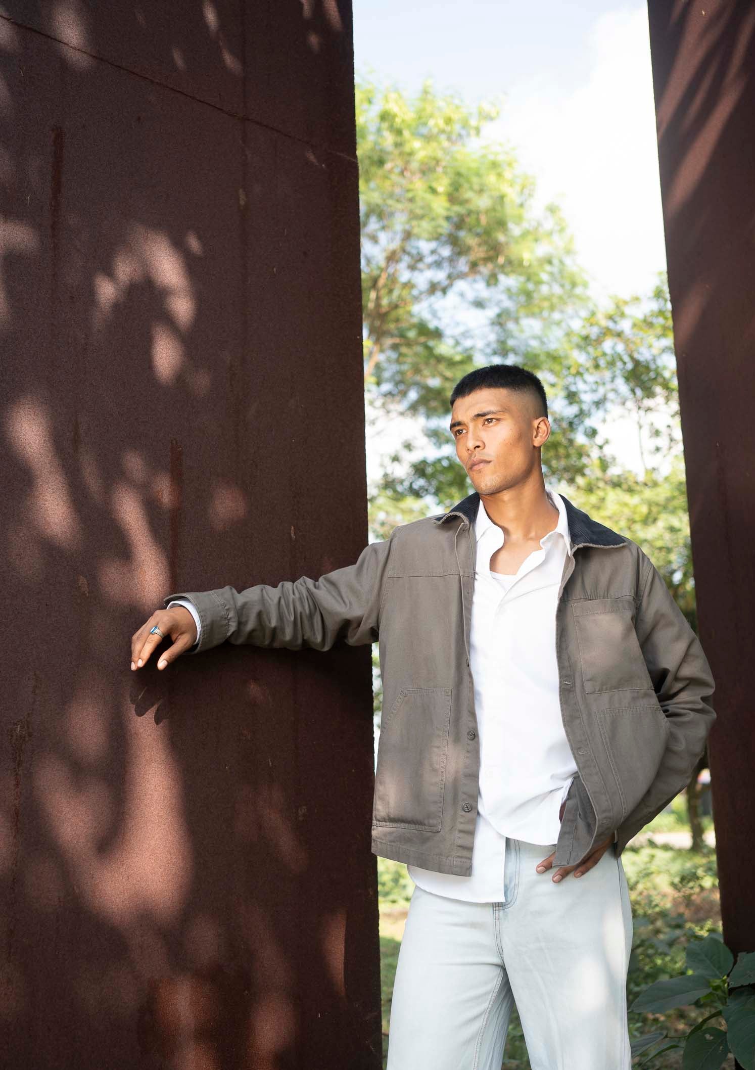 Chore Utility Jacket for Men - Charcoal Body with Black Contrast Collar