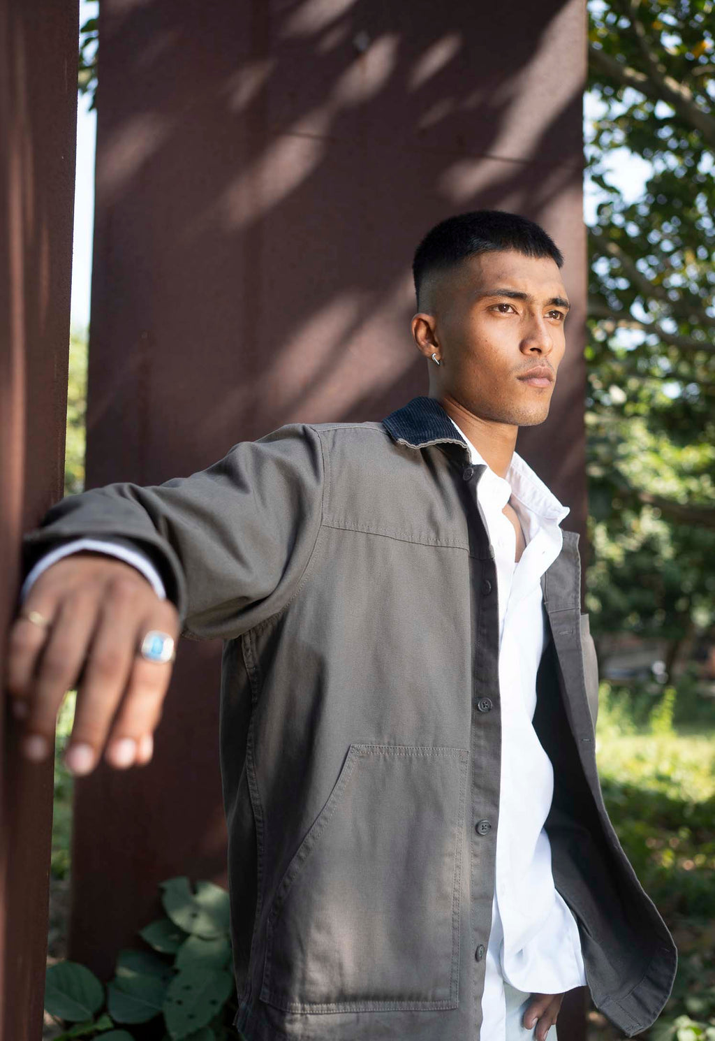 Chore Utility Jacket for Men - Charcoal Body with Black Contrast Collar