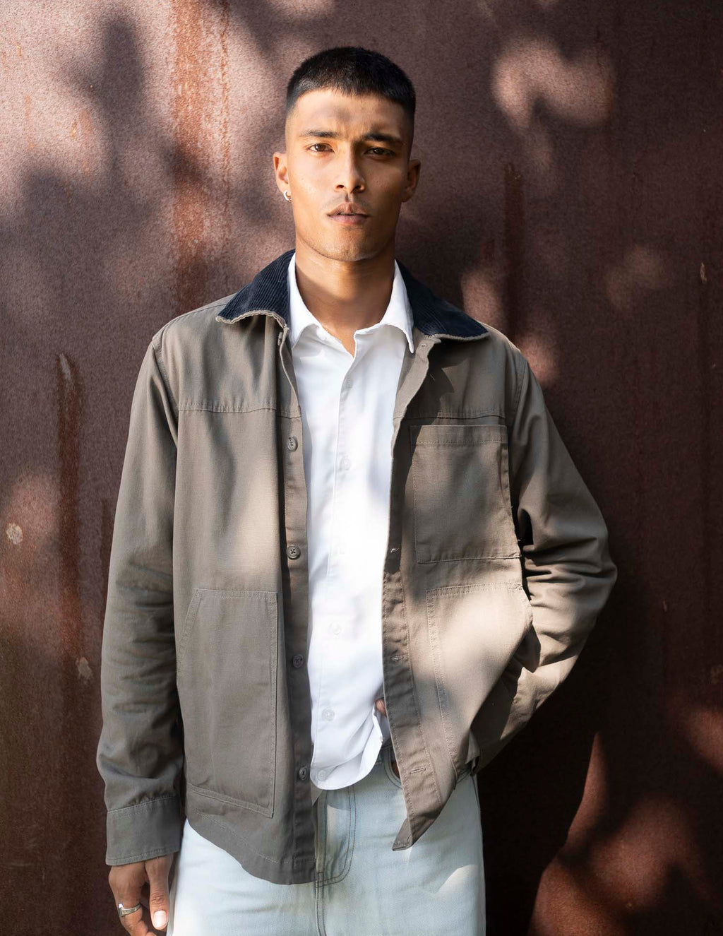 Chore Utility Jacket for Men - Charcoal Body with Black Contrast Collar