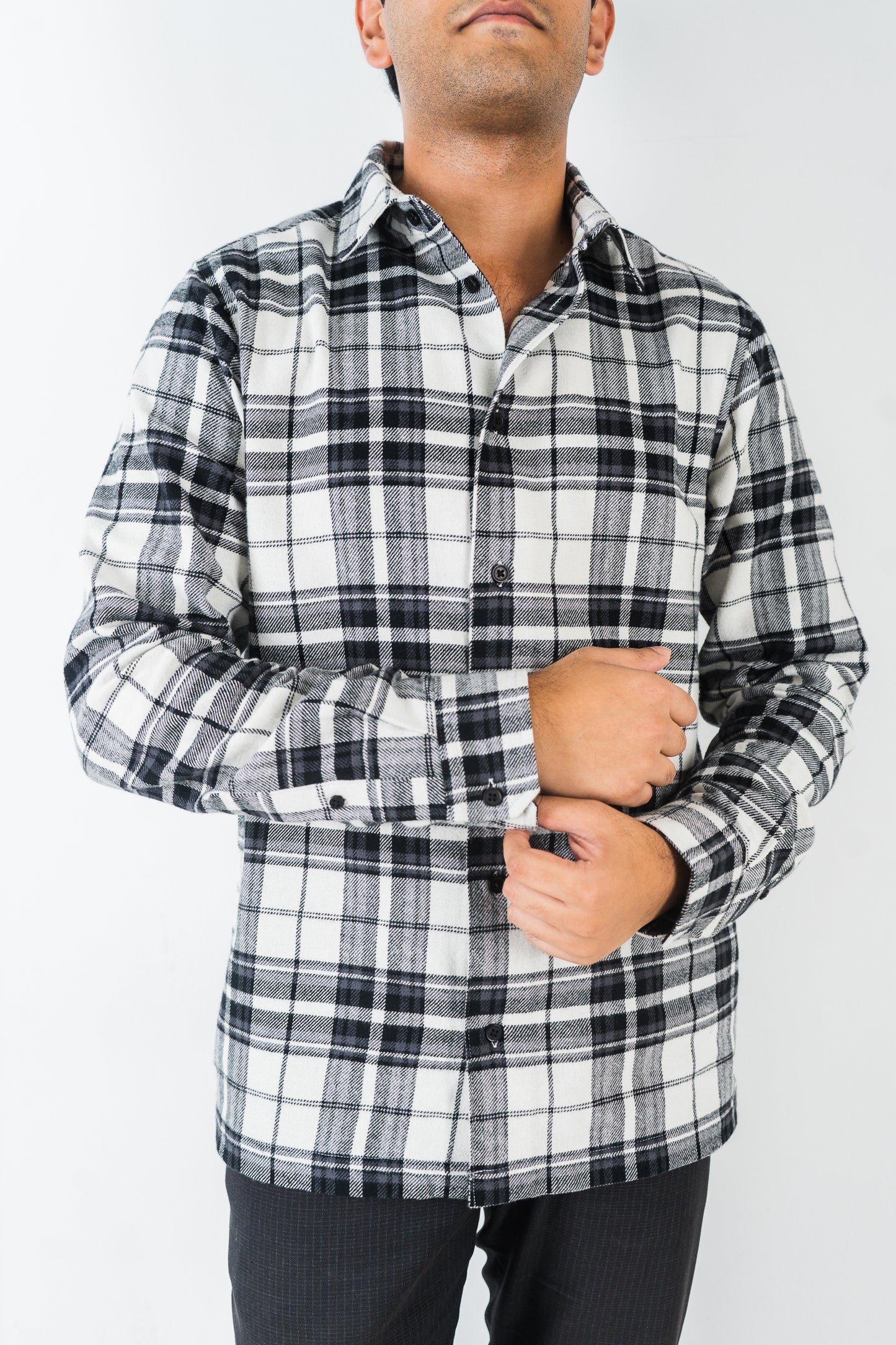 Flannel Shirt for Men - Black & White