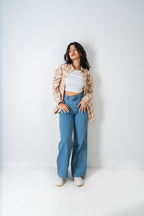 Flannel Shirt - Unisex - Beige & Off White