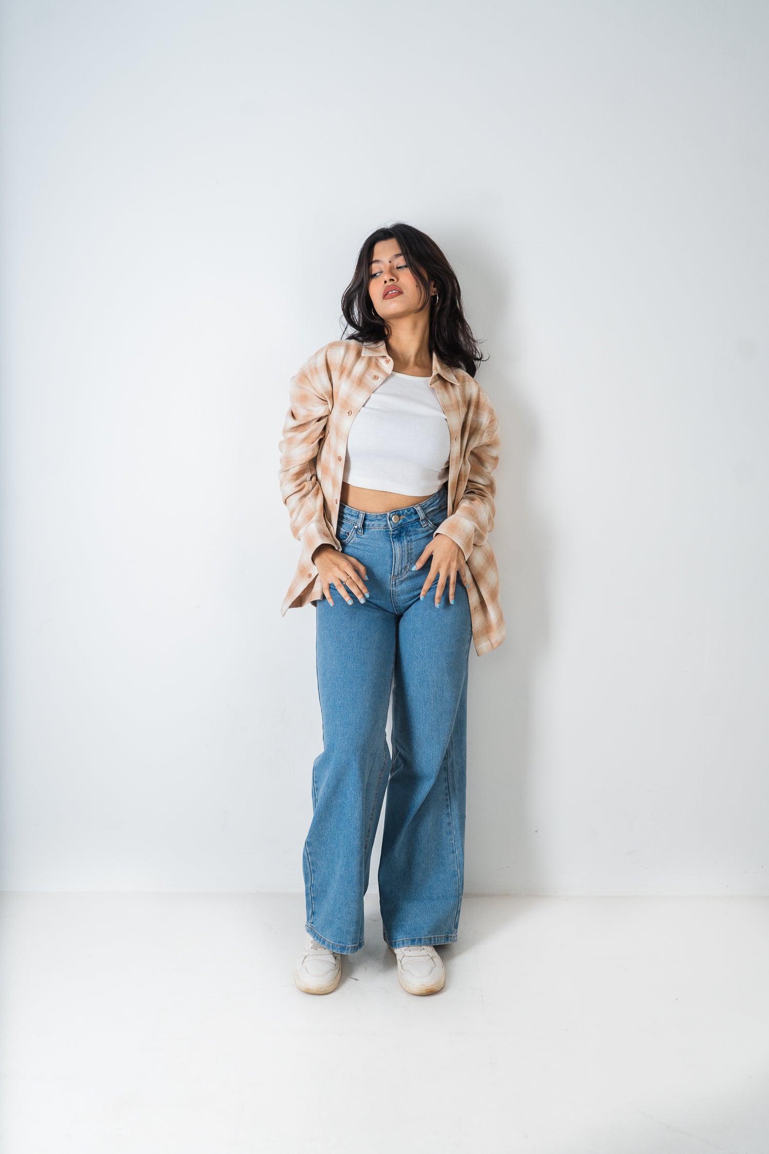 Flannel Shirt - Unisex - Beige & Off White