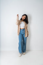 Flannel Shirt - Unisex - Beige & Off White