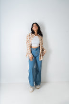 Flannel Shirt - Unisex - Beige & Off White