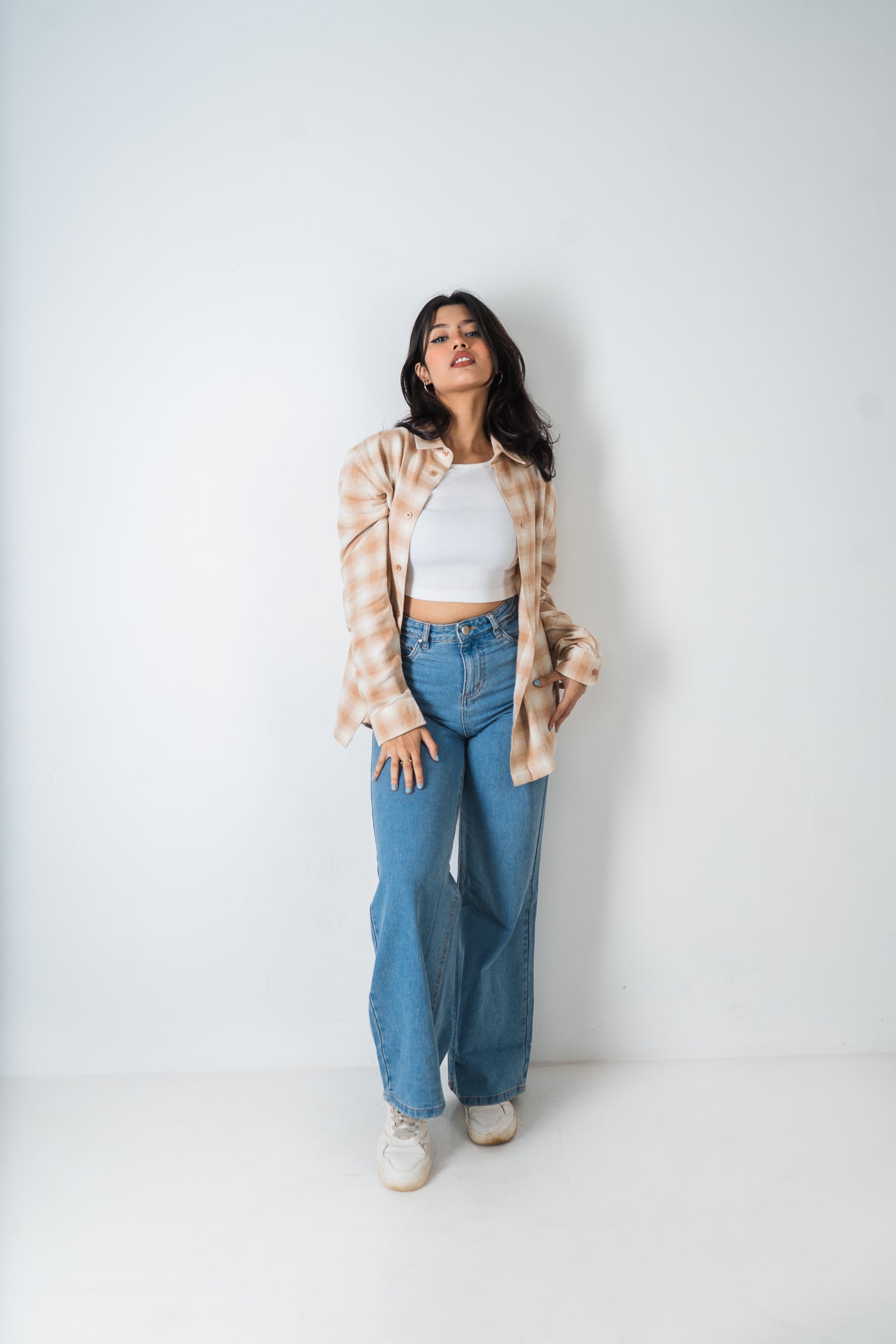 Flannel Shirt - Unisex - Beige & Off White