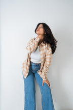 Flannel Shirt - Unisex - Beige & Off White