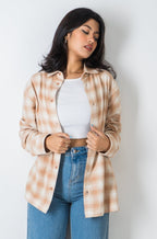 Flannel Shirt - Unisex - Beige & Off White