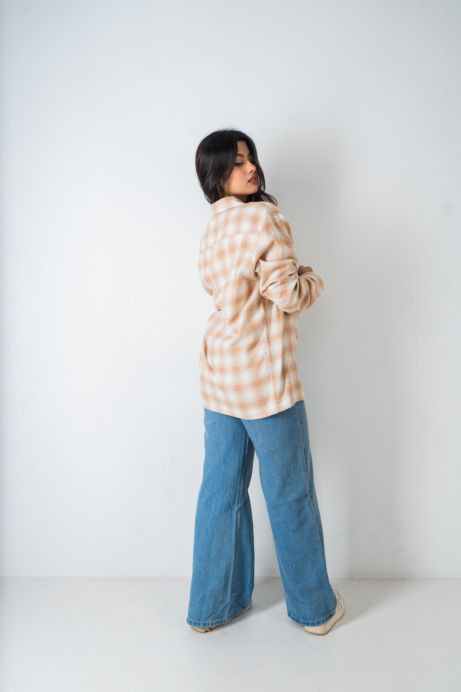 Flannel Shirt - Unisex - Beige & Off White