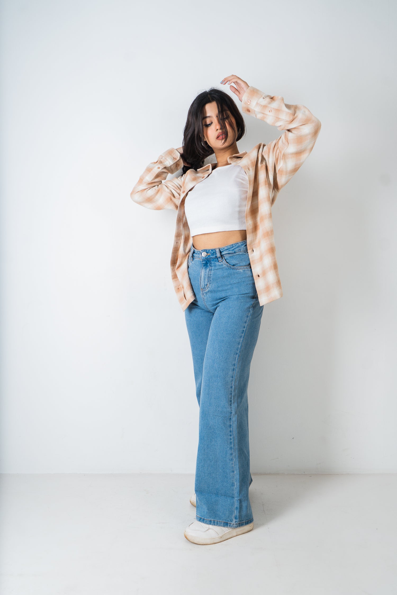 Flannel Shirt - Unisex - Beige & Off White