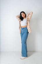 Flannel Shirt - Unisex - Beige & Off White