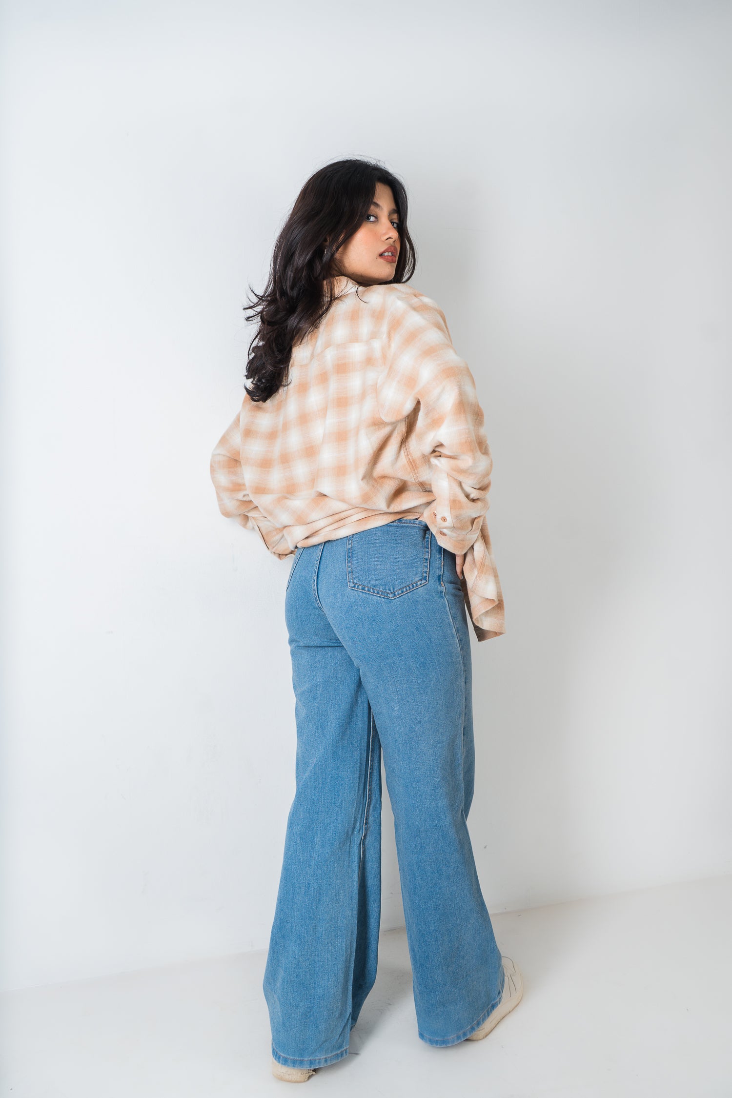 Flannel Shirt - Unisex - Beige & Off White