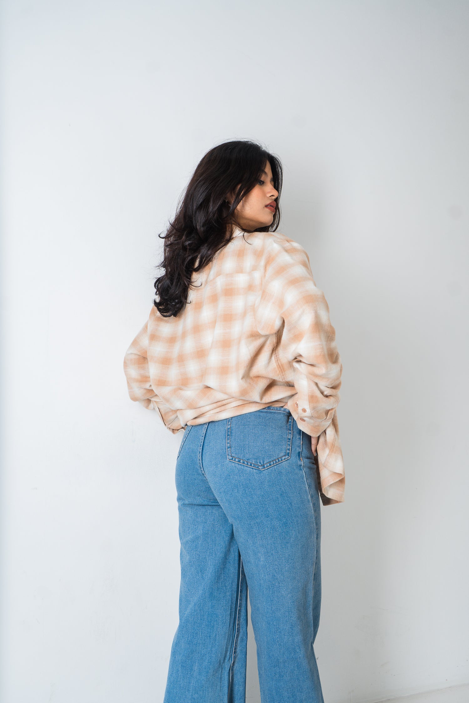 Flannel Shirt - Unisex - Beige & Off White