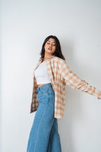 Flannel Shirt - Unisex - Beige & Off White