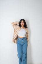Flannel Shirt - Unisex - Beige & Off White