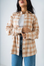 Flannel Shirt - Unisex - Beige & Off White
