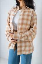 Flannel Shirt - Unisex - Beige & Off White