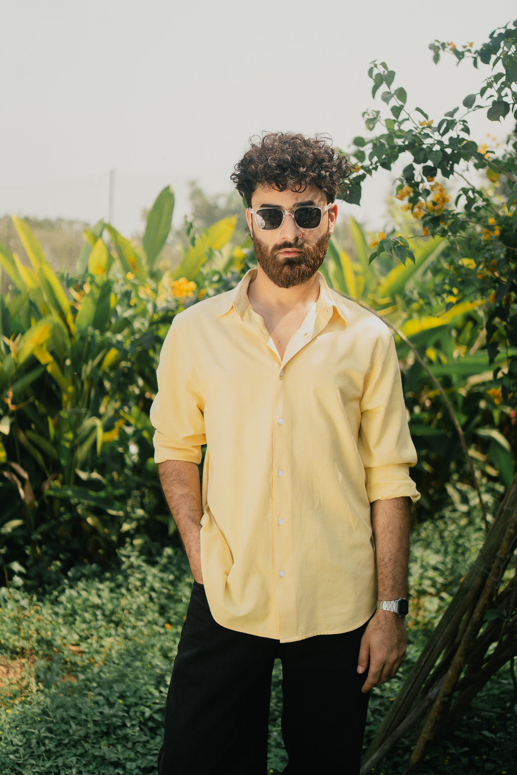 Yellow Color Yellow Button Up Shirt Mens Men's Light Yellow Long Sleeve Dress Shirt, Size: M, Yellow Color Yellow Button Up Shirt Mens Men's Light Yellow Long Sleeve Dress Shirt, Size: M,