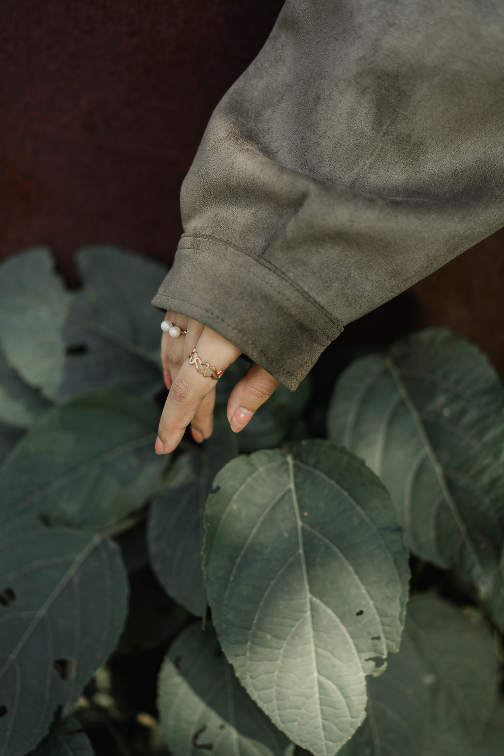 Suede Leather Oversized Jacket  - Olive Green - Unisex