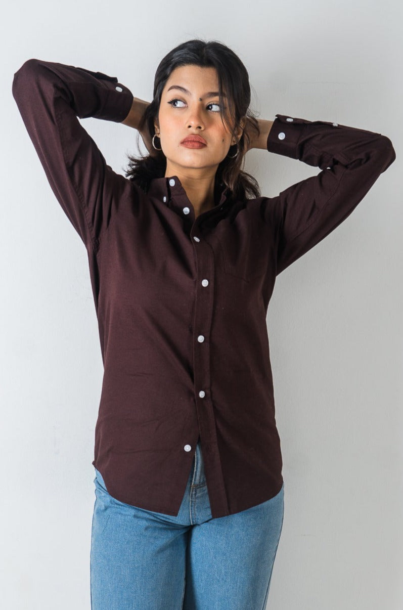 Oxford Shirt - Uninhibited - Unisex - Dark Brown