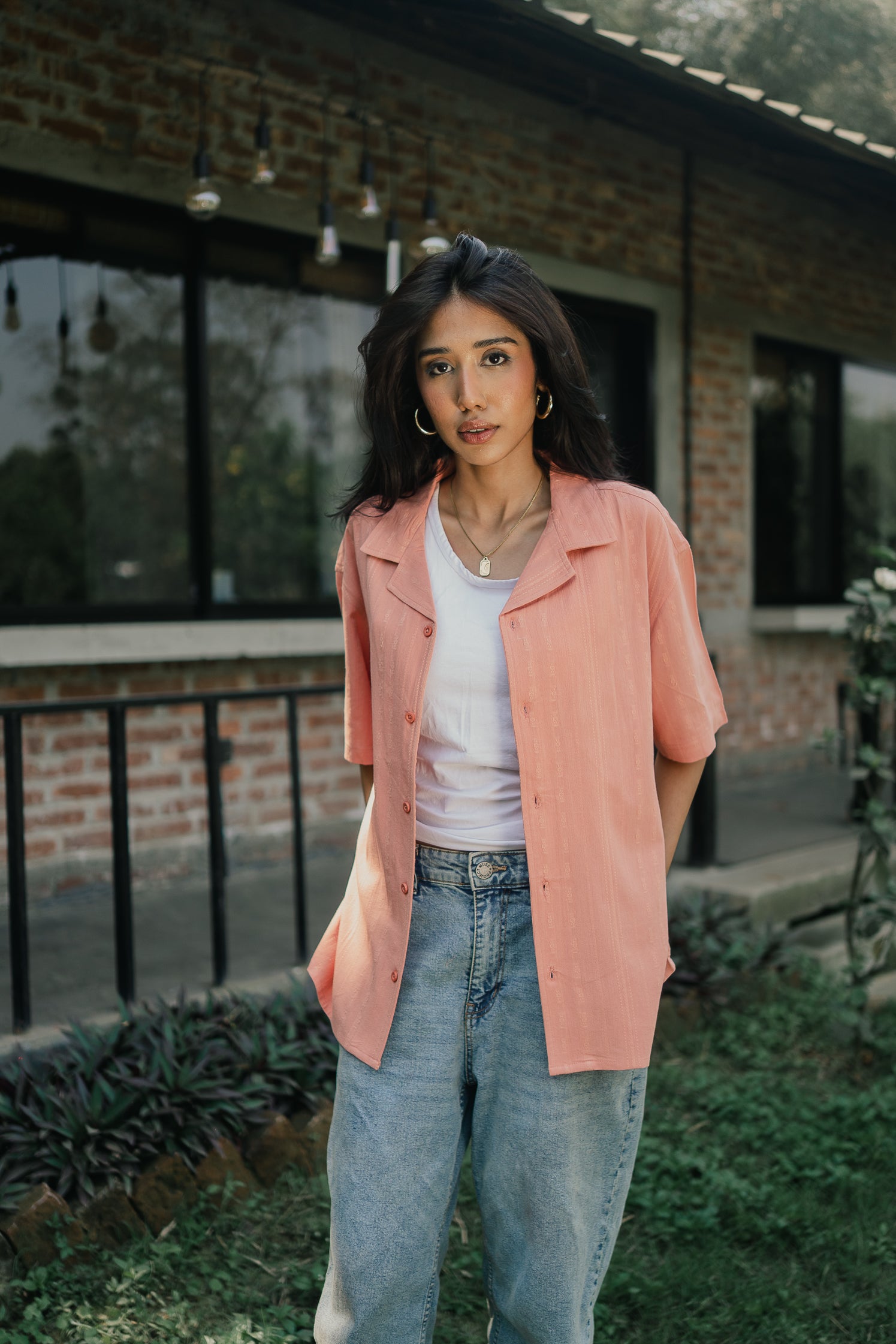 Revere Cuba - Peach Jacquard Cuba - Revere Shirt - Unisex