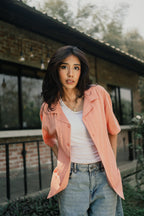 রেভের কিউবা - পীচ জ্যাকার্ড কিউবা - রেভের শার্ট - ইউনিসেক্স 