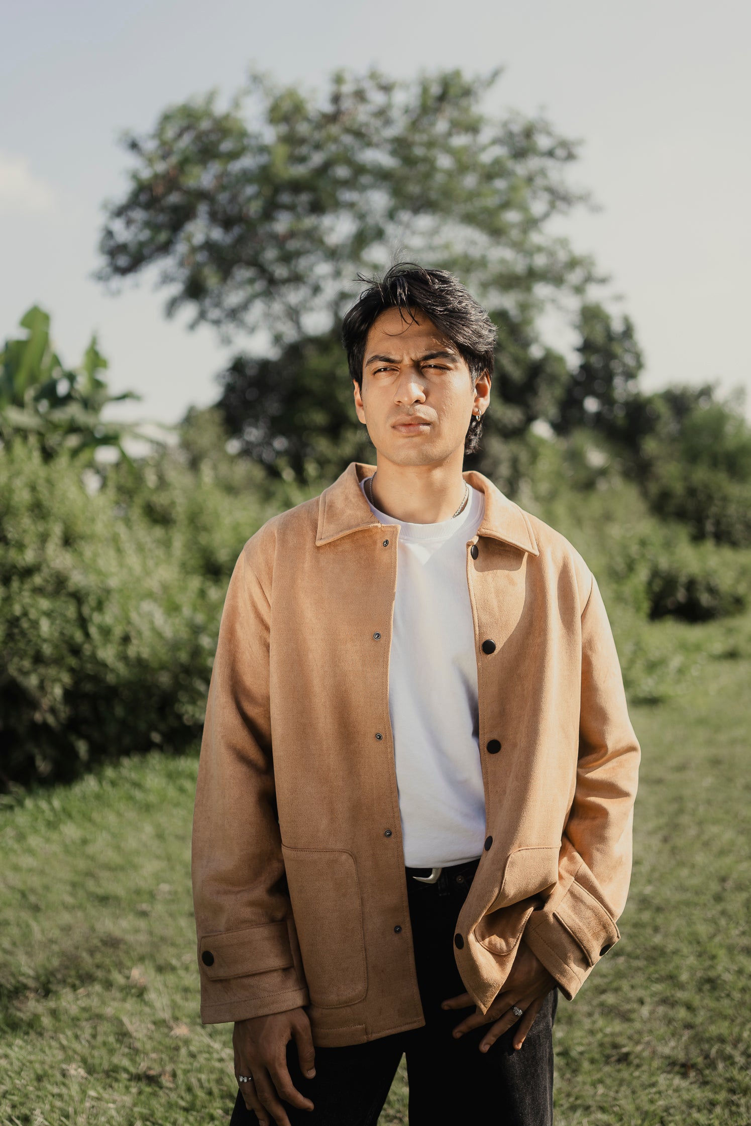 Suede Leather Kieran Coat Deluxe for Men - Tan Beige