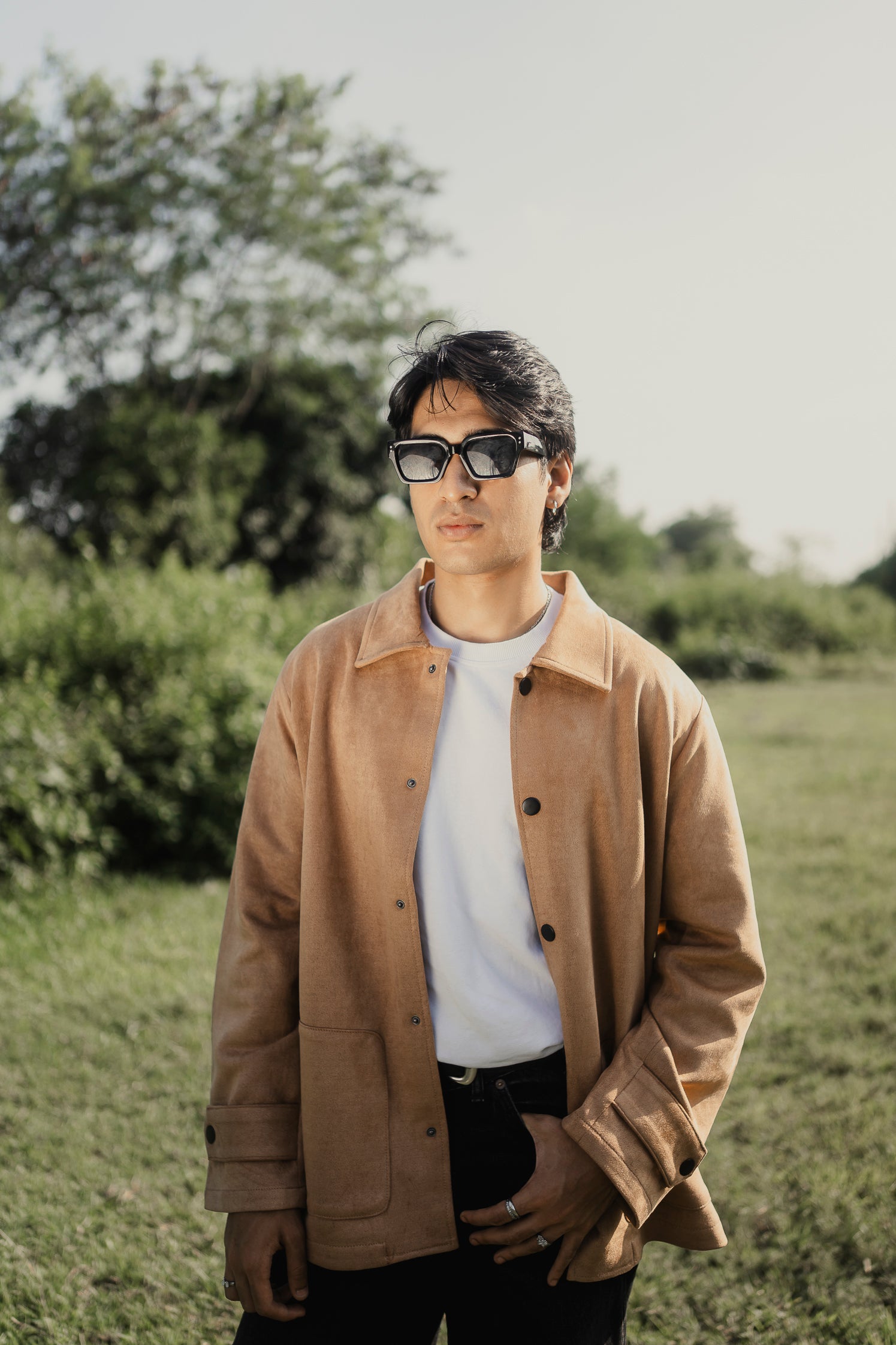 Suede Leather Kieran Coat Deluxe for Men - Tan Beige