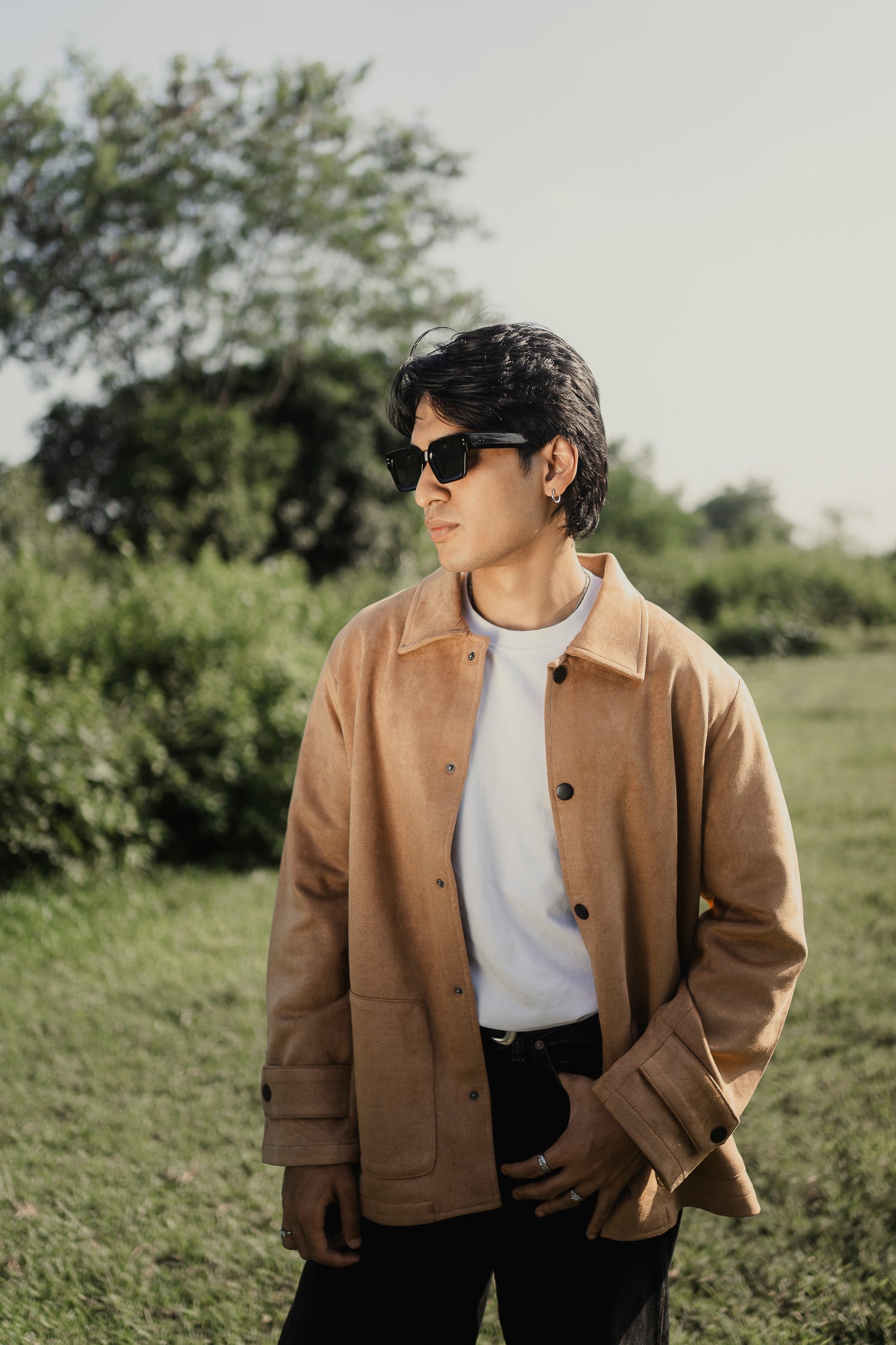 Suede Leather Kieran Coat Deluxe for Men - Tan Beige