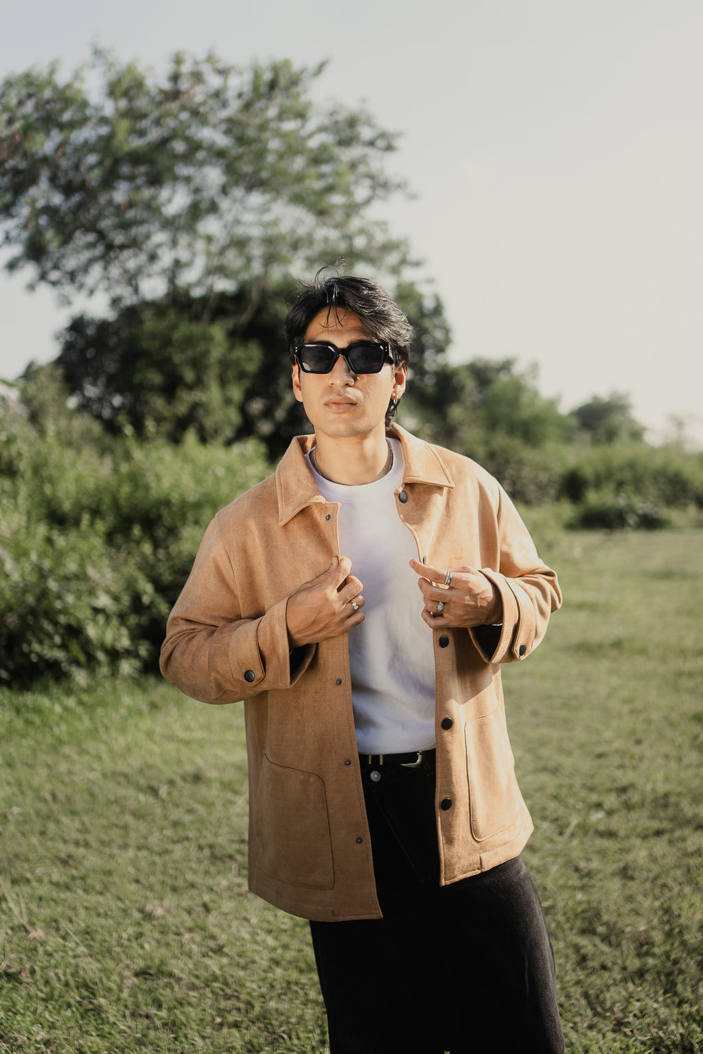 Suede Leather Kieran Coat Deluxe for Men - Tan Beige