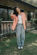 রেভের কিউবা - পীচ জ্যাকার্ড কিউবা - রেভের শার্ট - ইউনিসেক্স 