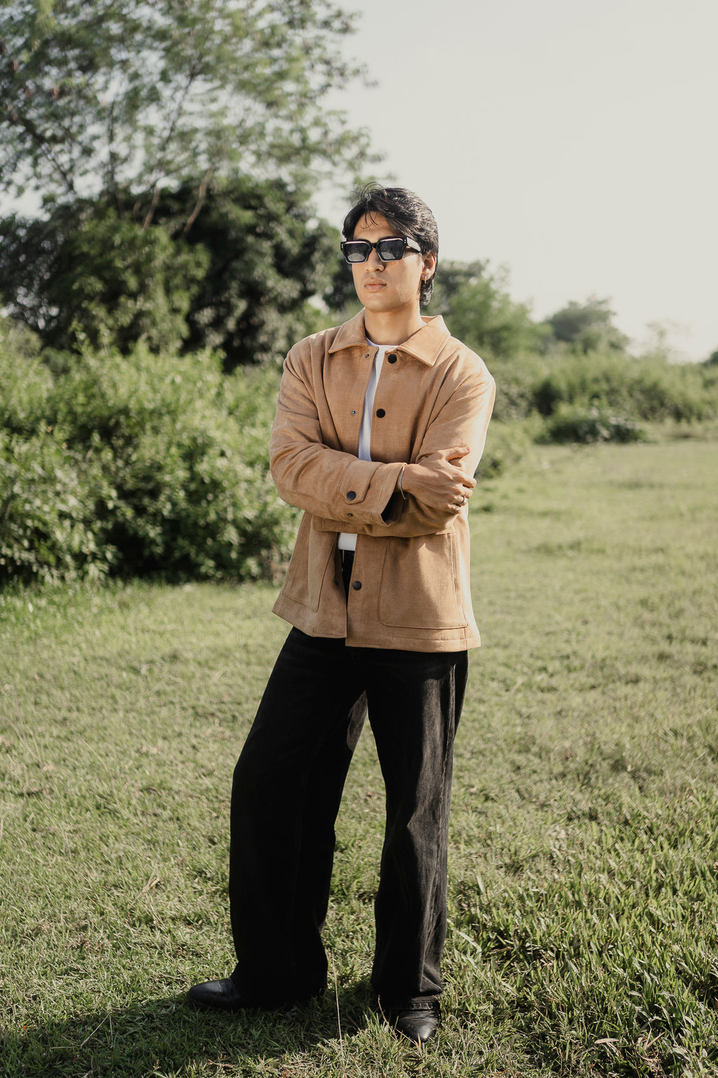 Suede Leather Kieran Coat Deluxe for Men - Tan Beige