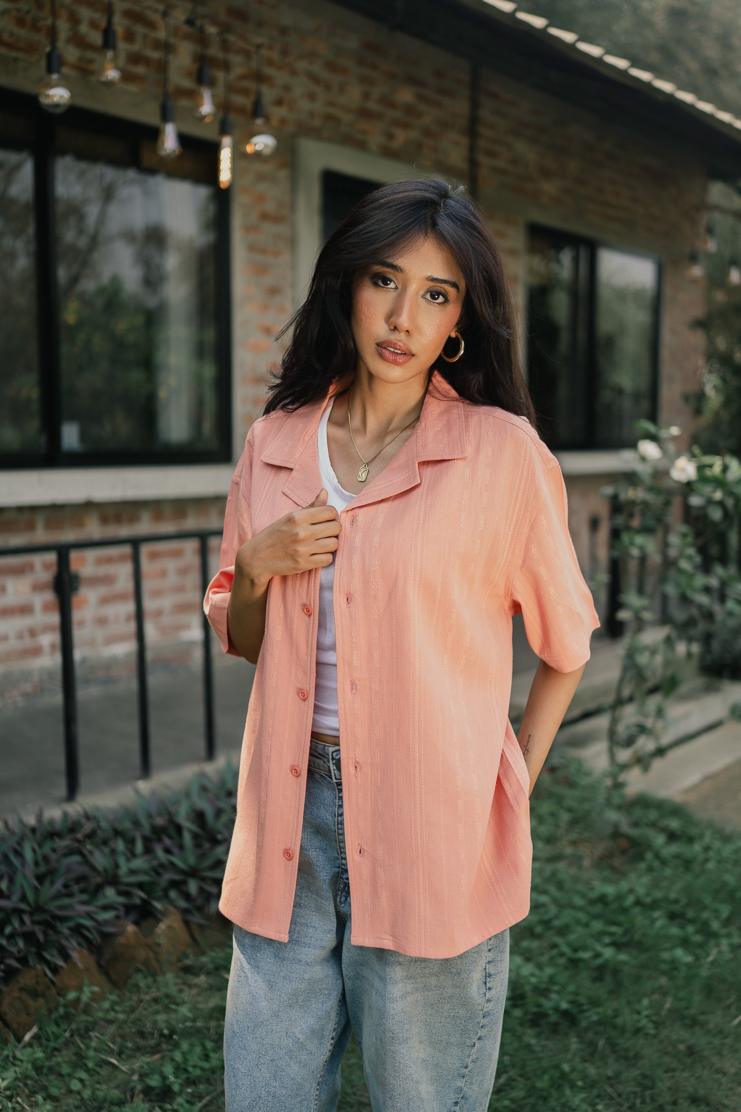 Revere Cuba - Peach Jacquard Cuba - Revere Shirt - Unisex