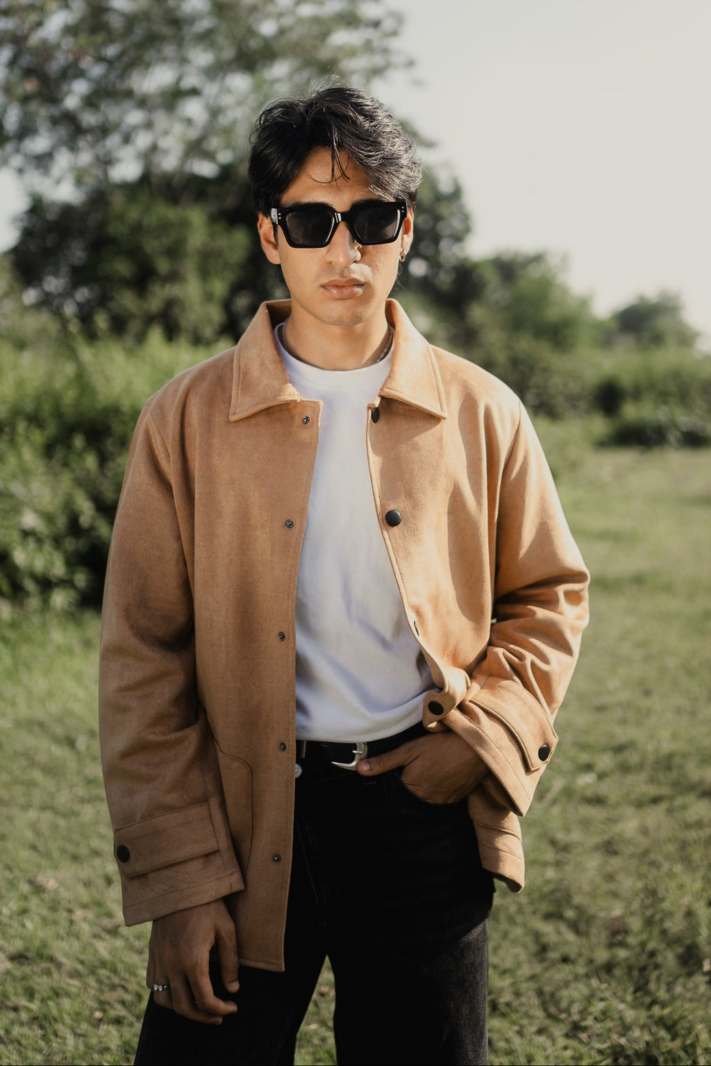 Suede Leather Kieran Coat Deluxe for Men - Tan Beige