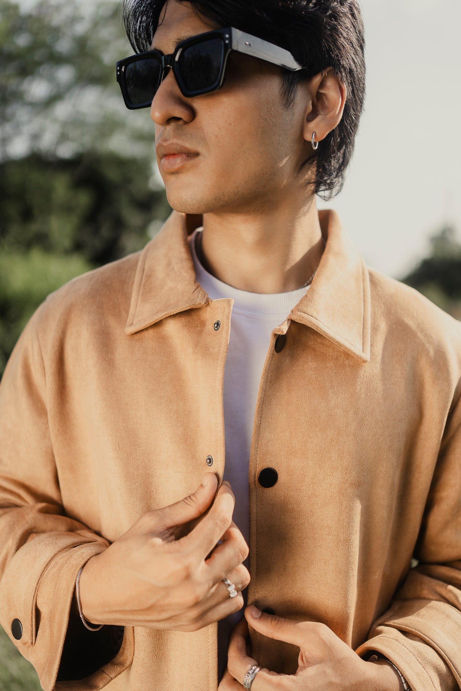 Suede Leather Kieran Coat Deluxe for Men - Tan Beige