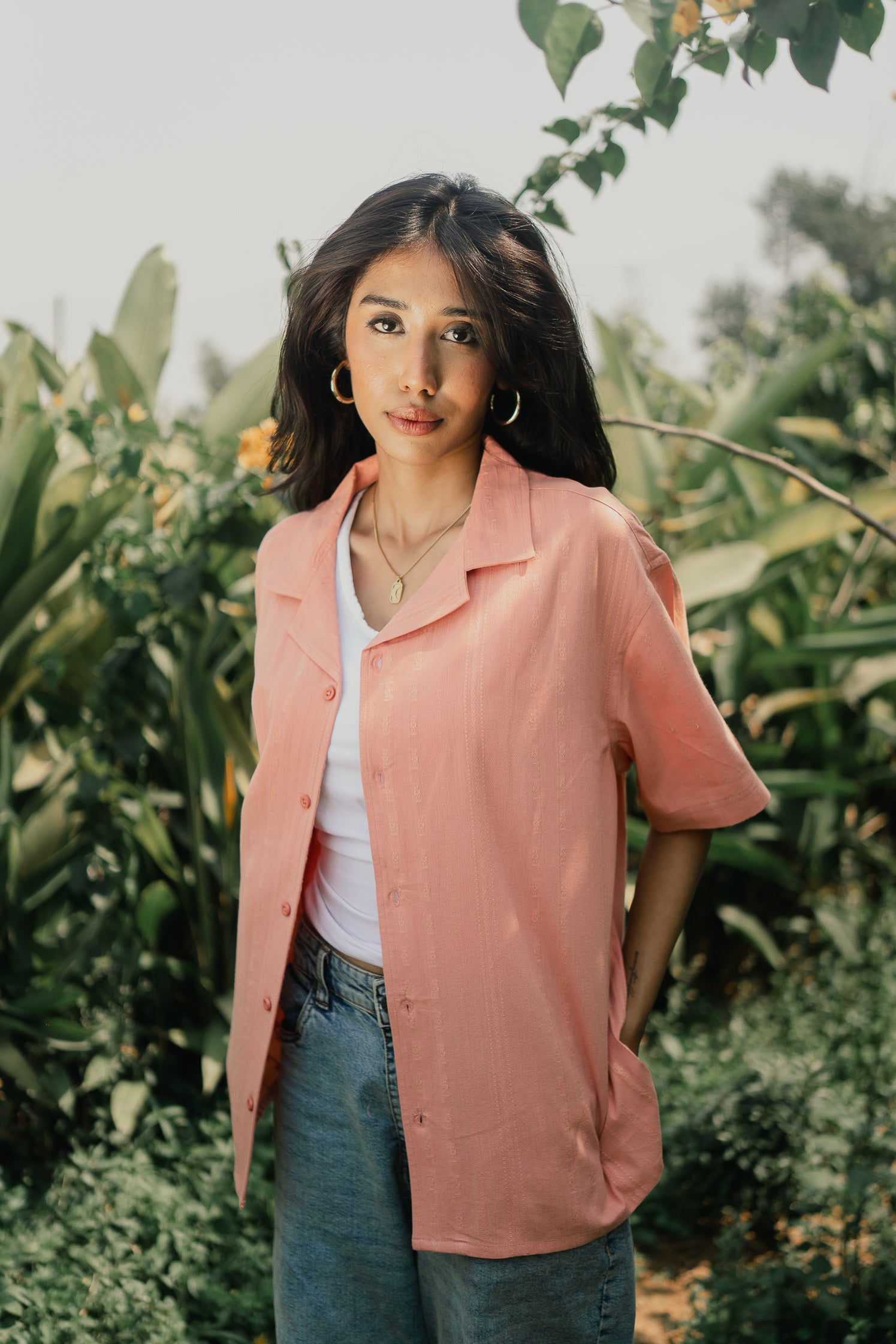 Revere Cuba - Peach Jacquard Cuba - Revere Shirt - Unisex